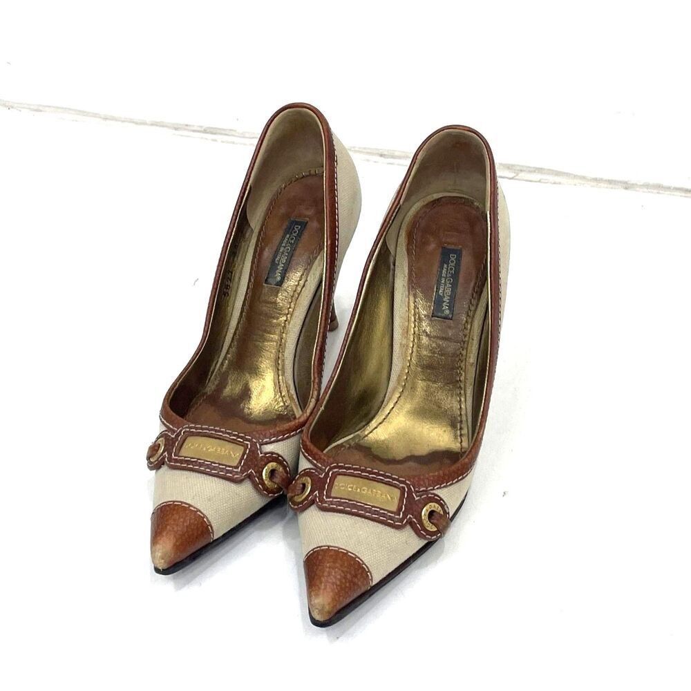 Vintage Y2K Dolce & Gabbana High Heel Canvas Pump Shoes